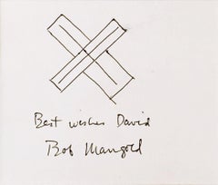 Robert Mangold - Dessin minimaliste unique signé, dédicacé à un professeur d'art