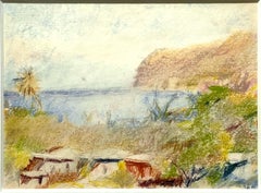 Wolf Kahn - Ocean Cove, unique signed pastel on paper landscape painting  FRAMED