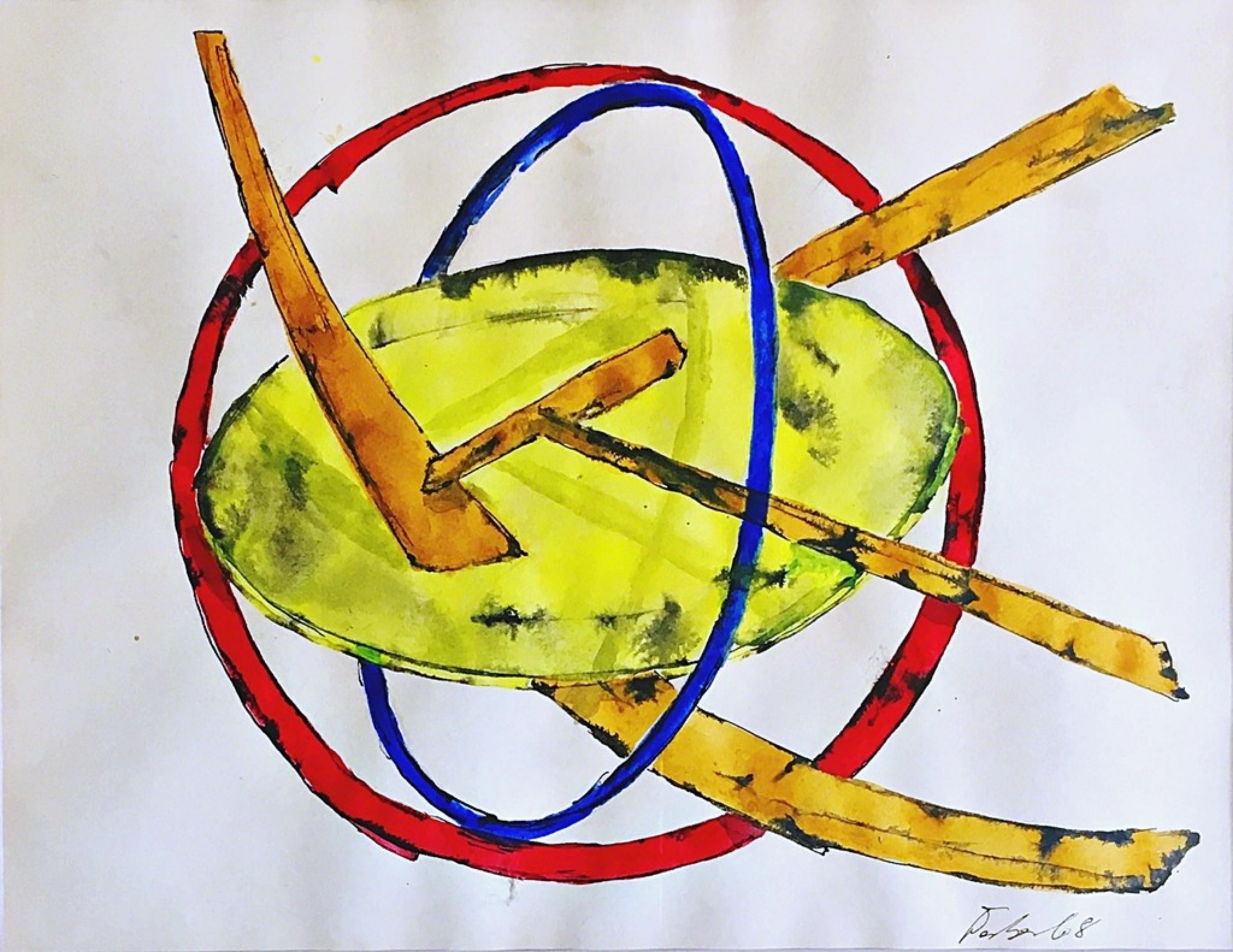 Herbert Ferber
Untitled, 1968
Unique Ink and color wash on paper
Hand signed and dated by the artist on the front
Framed with original Knoedler Gallery label (under the respected director Larry Rubin)
This excellent untitled sculptural drawing done