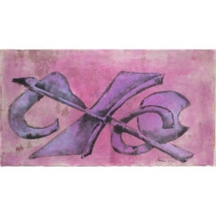 Herbert Ferber - Abstract Expressionist sculptural watercolor, Signed, Framed