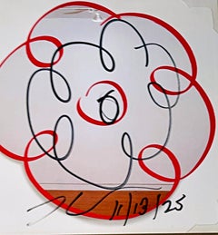 Jeff Koons - Flowers, invito della Mary Boone Gallery con disegno originale firmato '04