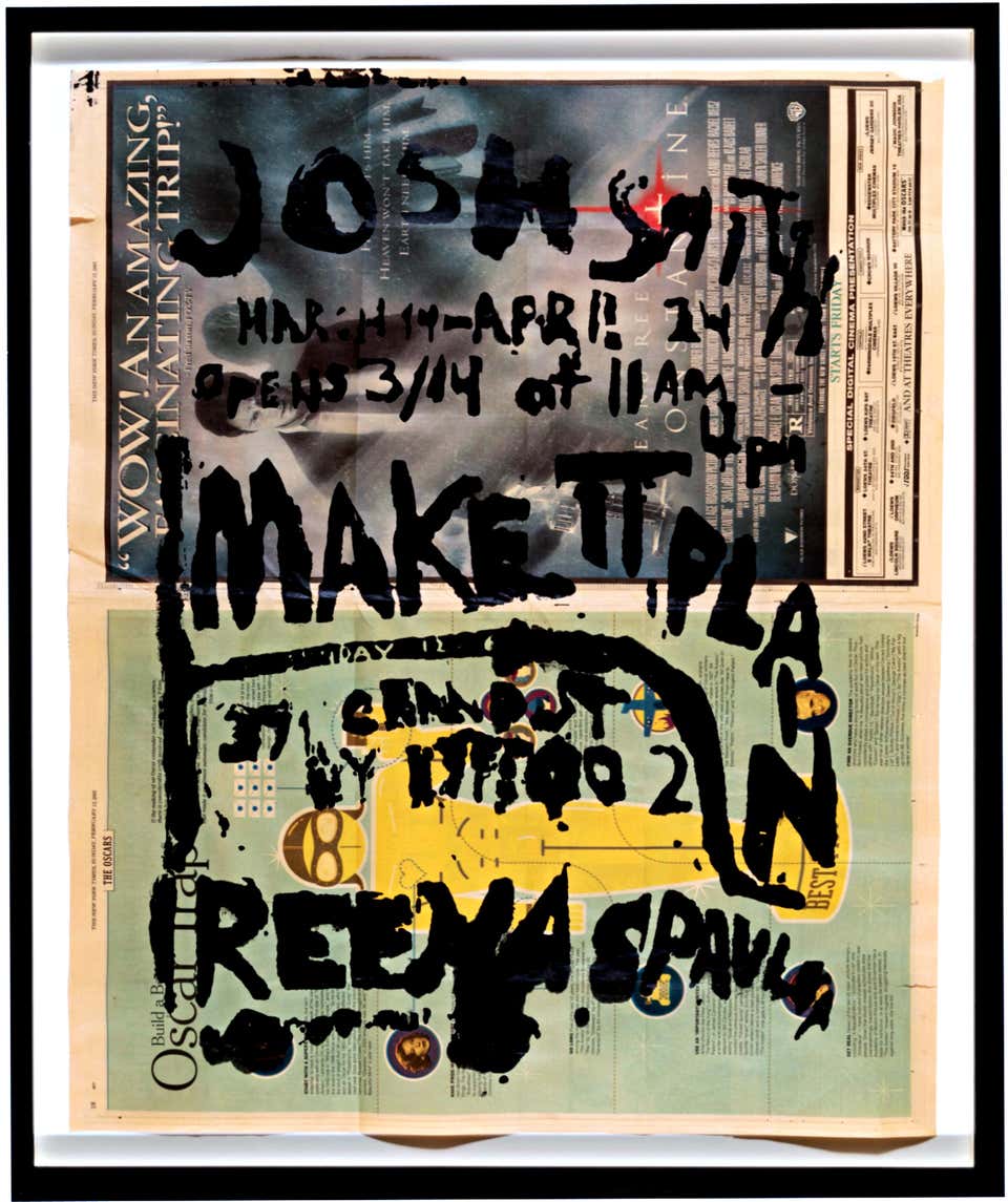 Josh Smith - Make it Plain, Black ink on New York Times newsprint, Signed Framed
