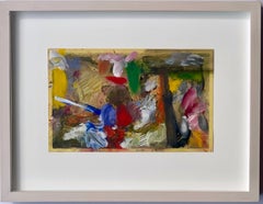 Robert Natkin - unique early painting on historic Wells Street Gall. card Framed