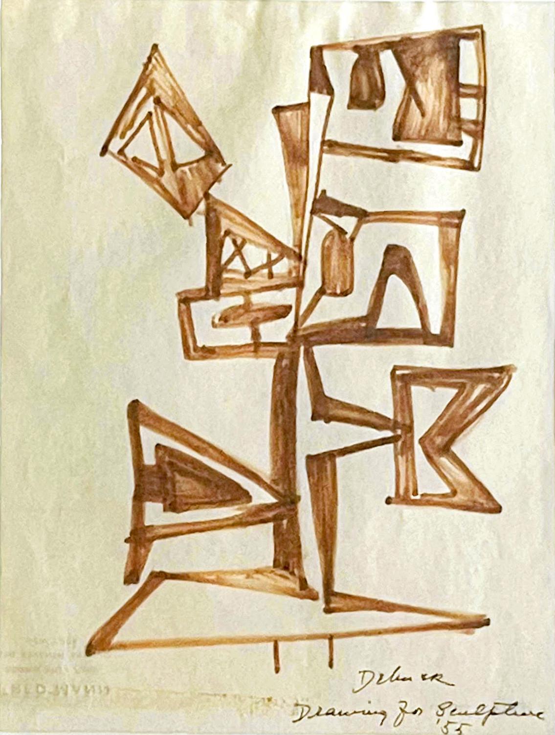 Dorothy Dehner - Sculptural Drawing for Sculpture, Signed ink on paper, Framed