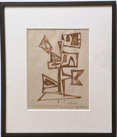 Dorothy Dehner - Sculptural Drawing for Sculpture, Signed ink on paper, Framed