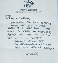 Keith Haring - Original handwritten Letter, signed by Keith Haring on letterhead