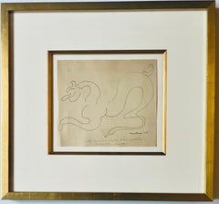 Louise Nevelson - primo disegno di un cavallo, firmato e iscritto a Robert Indiana