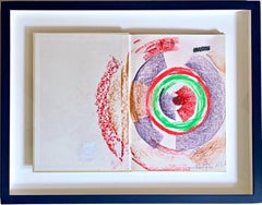 Kenneth Noland - original signed oil pastel drawing, done on hardback monograph