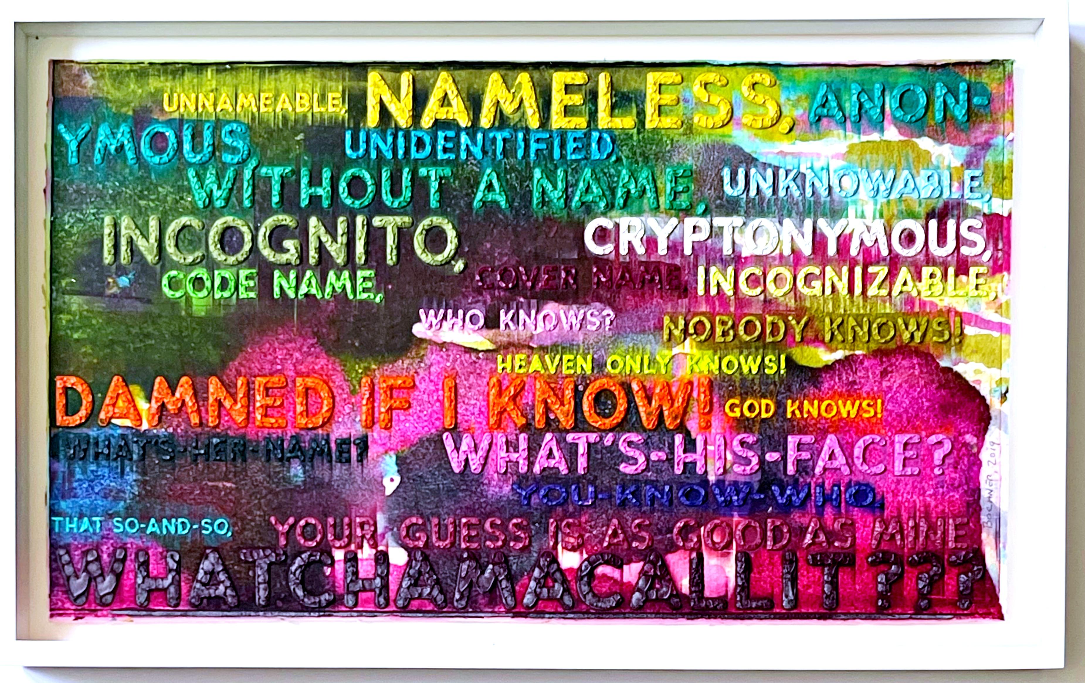 Mel Bochner - «Unnameable», monotipo con collage, grabado y relieve, firmado