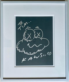 KAWS – Einzigartige Wolkenzeichnung, handsigniert und mit Widmung an Tim, gerahmte Street-Art