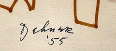 Dorothy Dehner –  Signierte abstrakte skulpturale Zeichnung im Mid-Century-Modern-Stil, gerahmt
