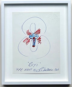Robert Indiana - RUYI, Figura 8, dibujo original sobre papel con estampado en seco, enmarcado