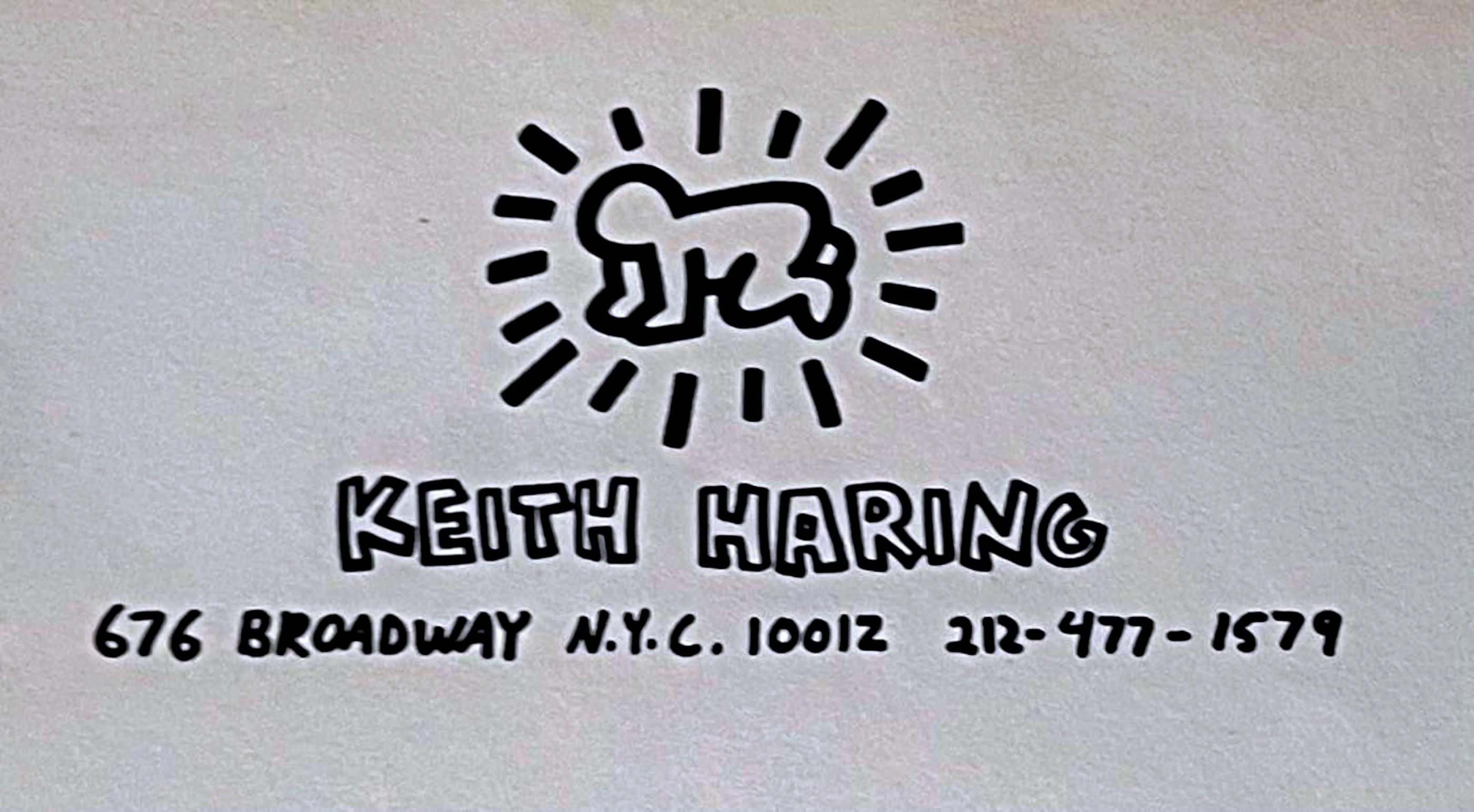 Lettera originale scritta e firmata a mano a un giovane aspirante artista - Figurative Art Grigio di Keith Haring