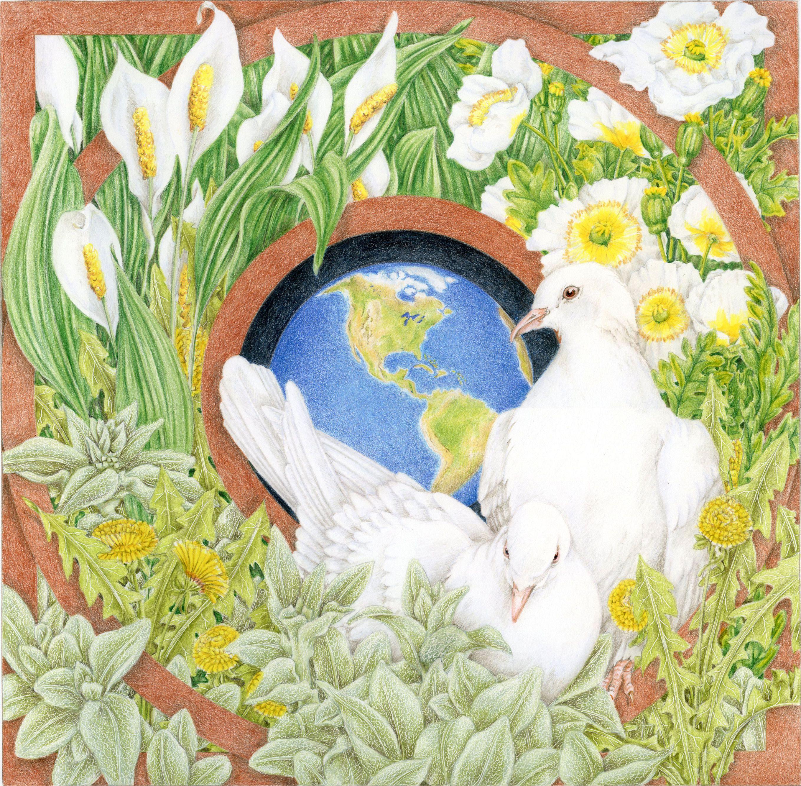 Mary Lee Eggart Animal Art - Let Peace Begin with Me