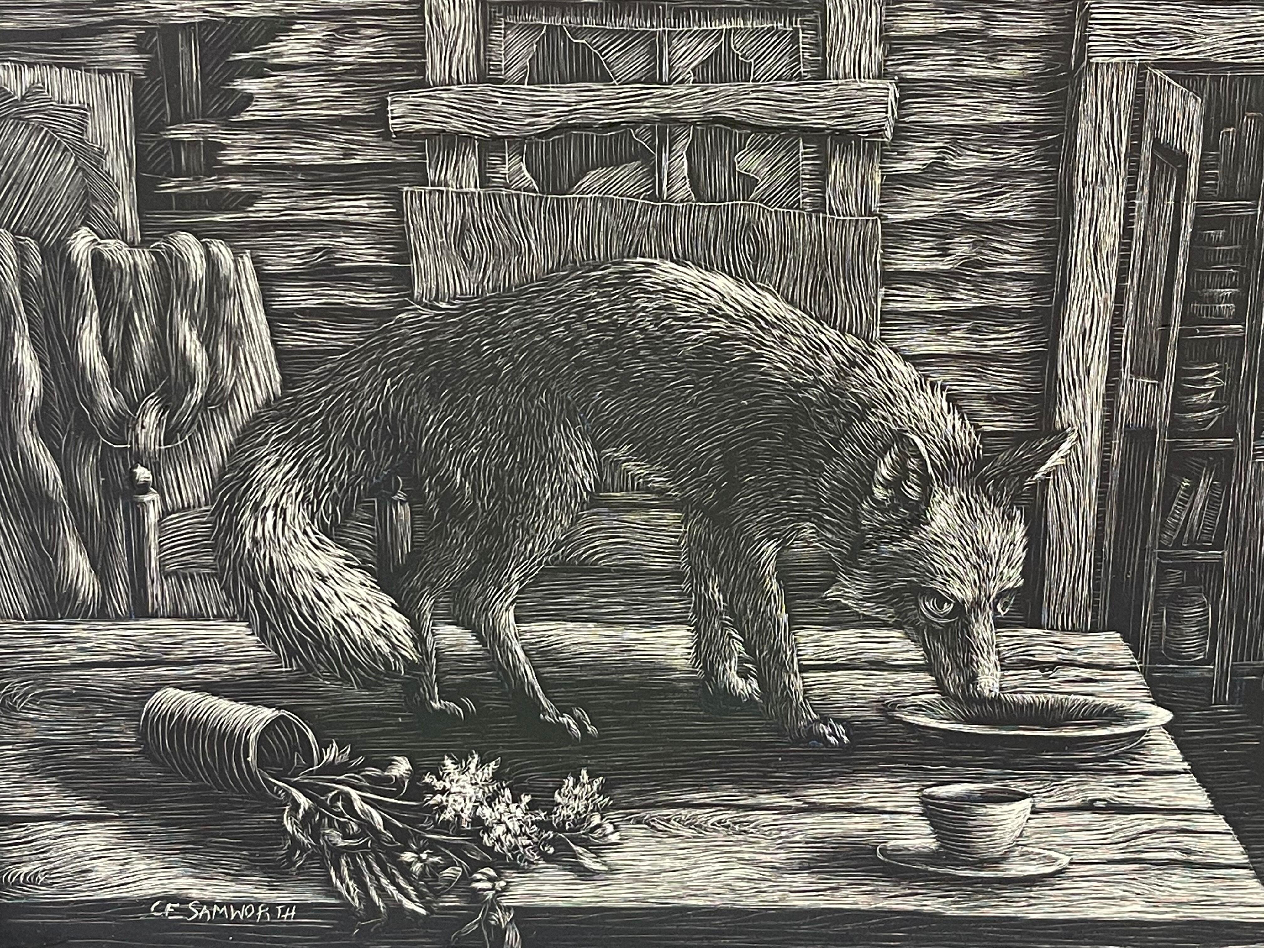 Untitled (Fox on a Table) - Art by Kate Samworth