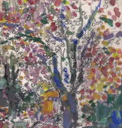 Japanese cherry trees in a gardin in Paris, France