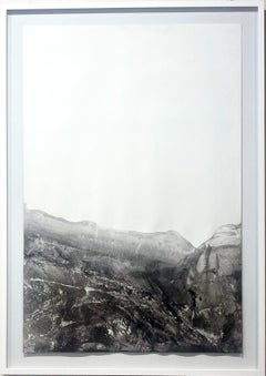 "Landscape" Black and White  Original Paint on Paper Large Size  made in Italy