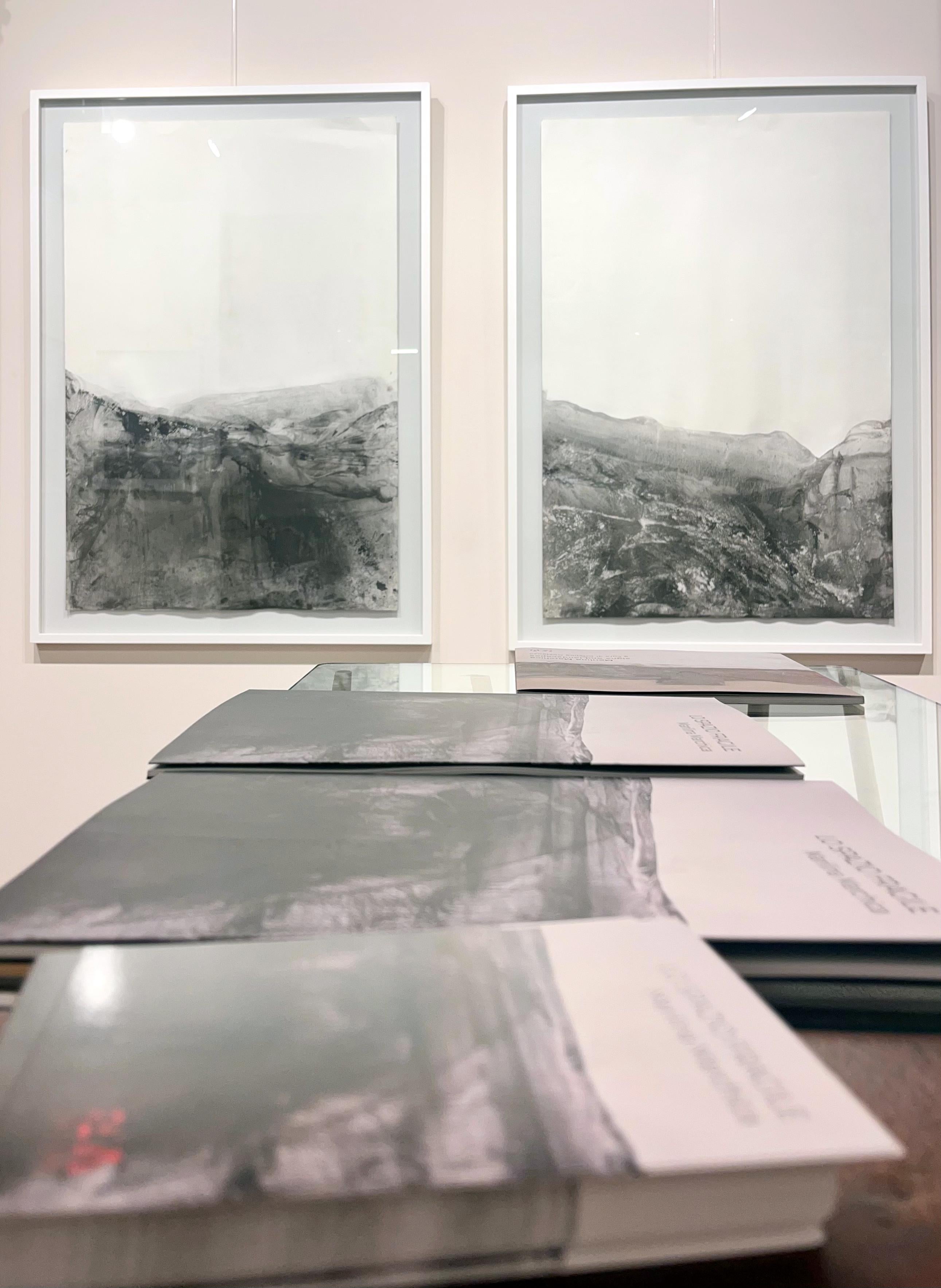 „Landschaft“ Schwarz-Weiß  Originalfarbe auf Papier, großformatig  in Italien hergestellt im Angebot 2