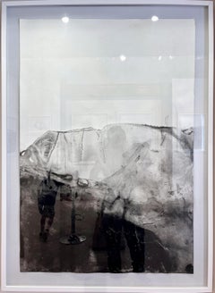 Abstrakte Zeichnung „Landscape BW“  Gerahmt,  Große Größe von Marilina Marchica