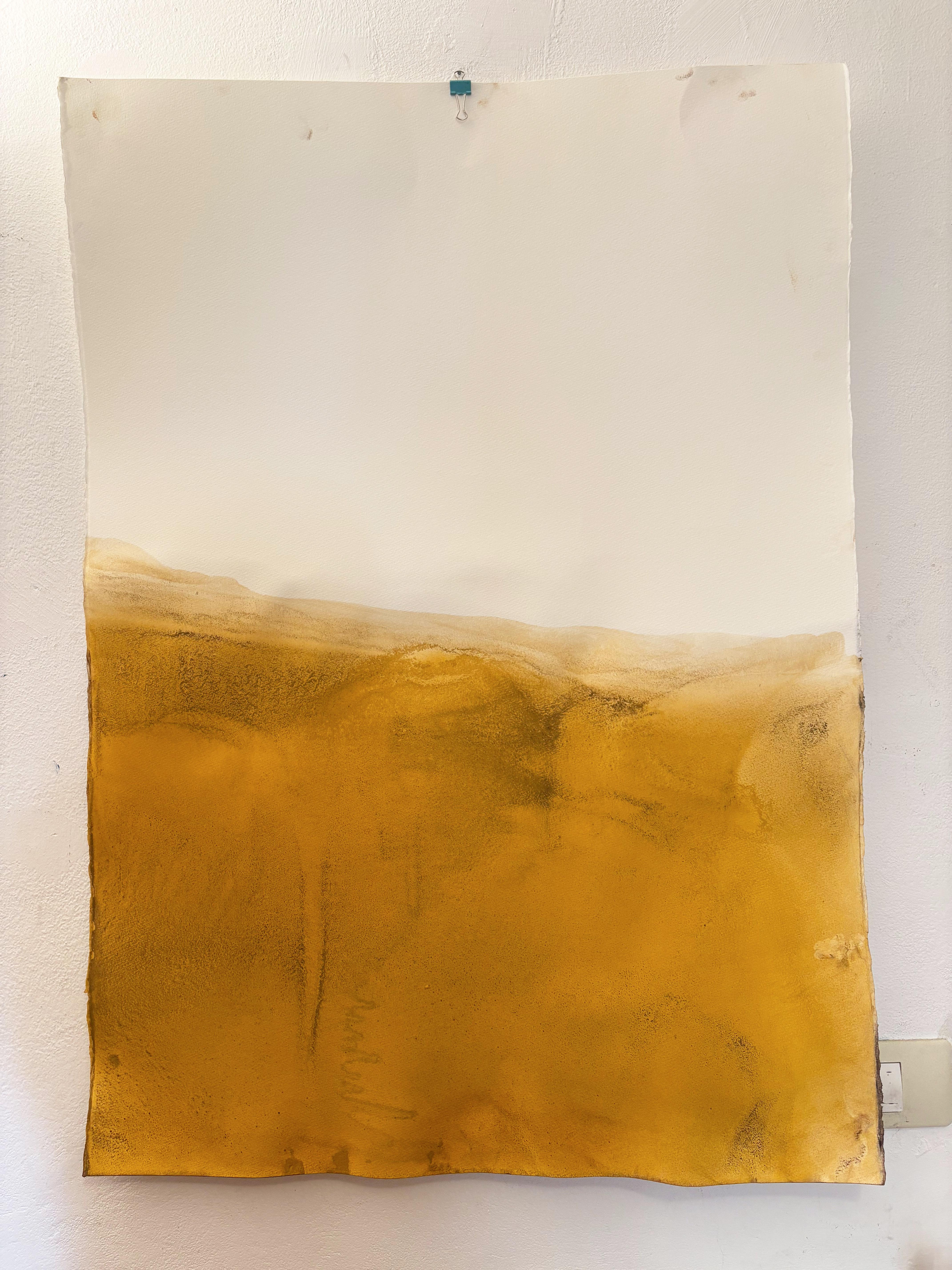 Paesaggio giallo, disegno originale  su carta , Unico nel suo genere Grande formato - Painting di Marilina Marchica