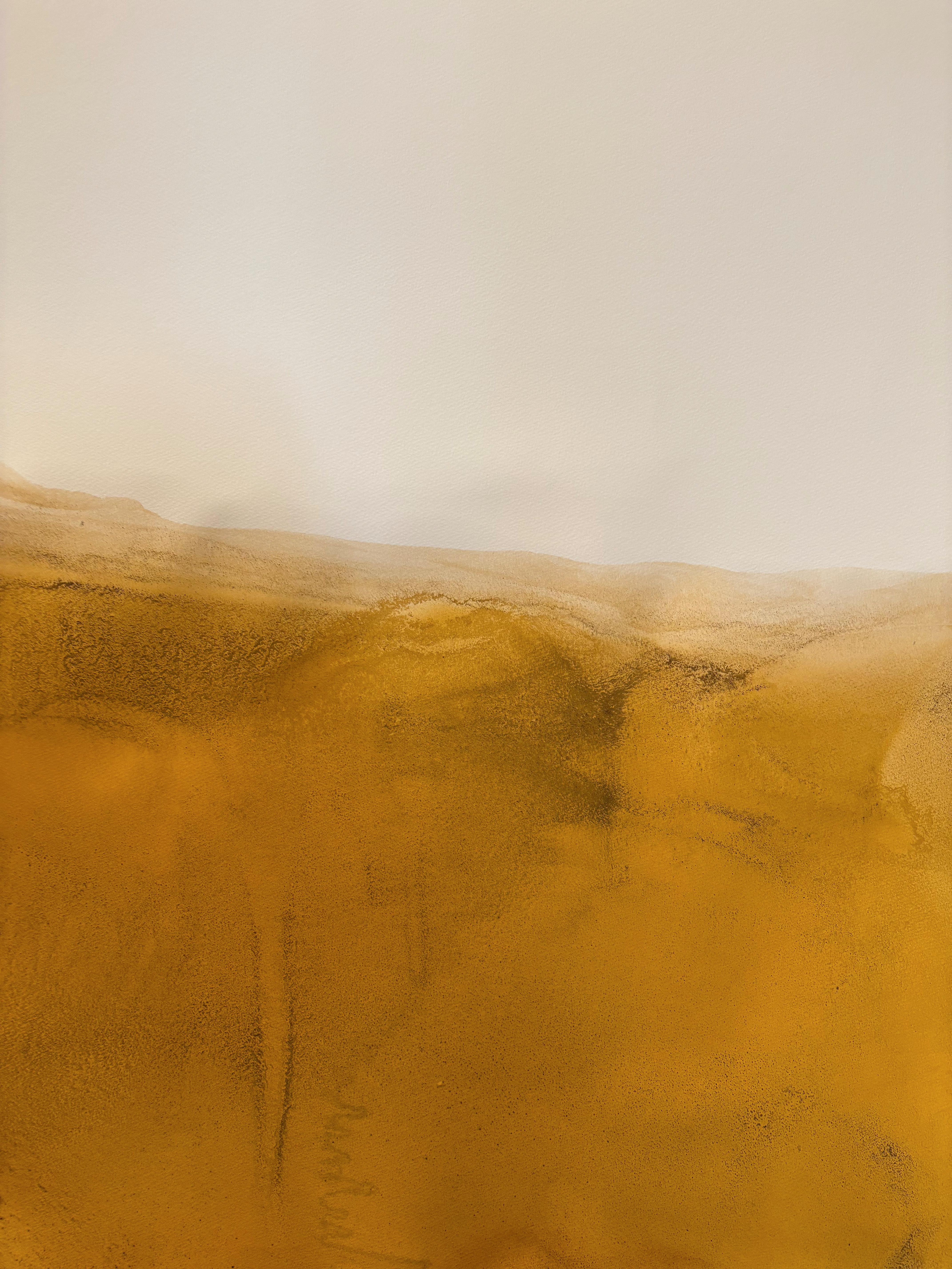 Paesaggio giallo, disegno originale  su carta , Unico nel suo genere Grande formato - Painting Contemporaneo di Marilina Marchica