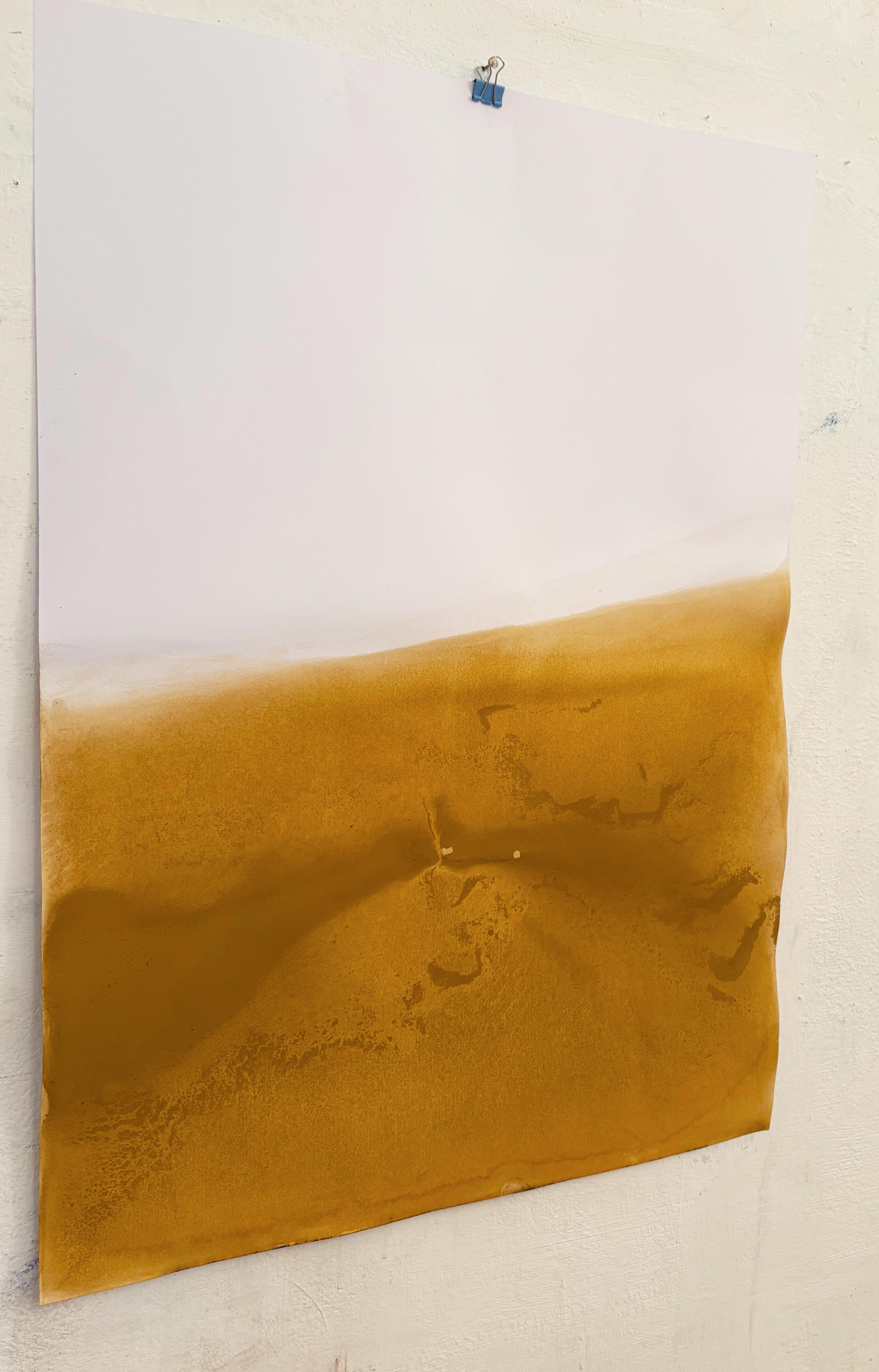 Paysage jaune, pigment de dessin original  sur papier, unique en son genre, grande taille - Contemporain Painting par Marilina Marchica