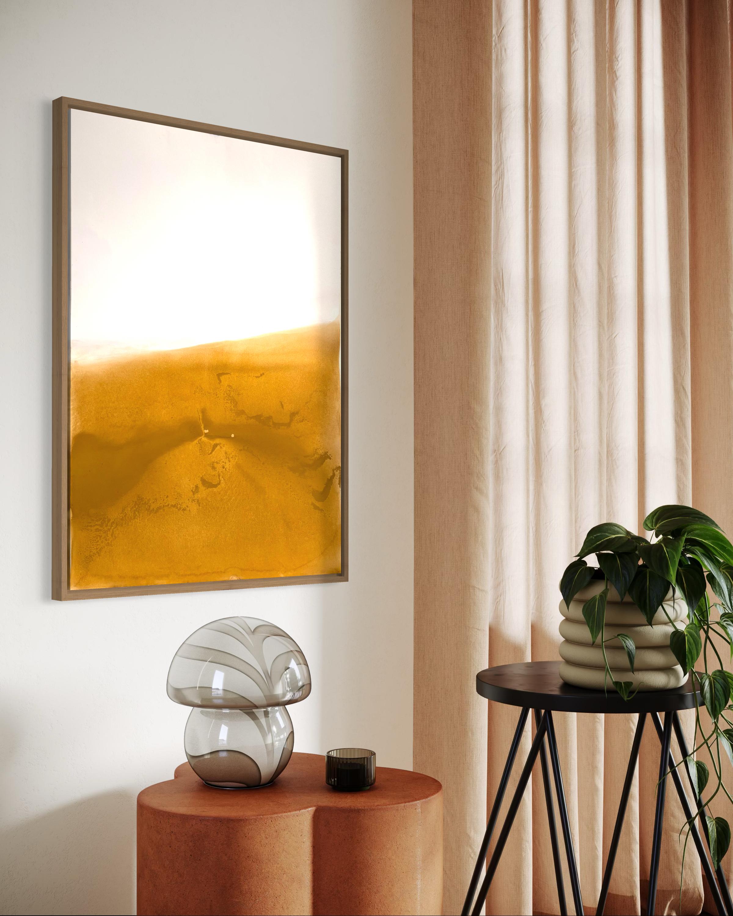 Paysage jaune, pigment de dessin original  sur papier, unique en son genre, grande taille en vente 2