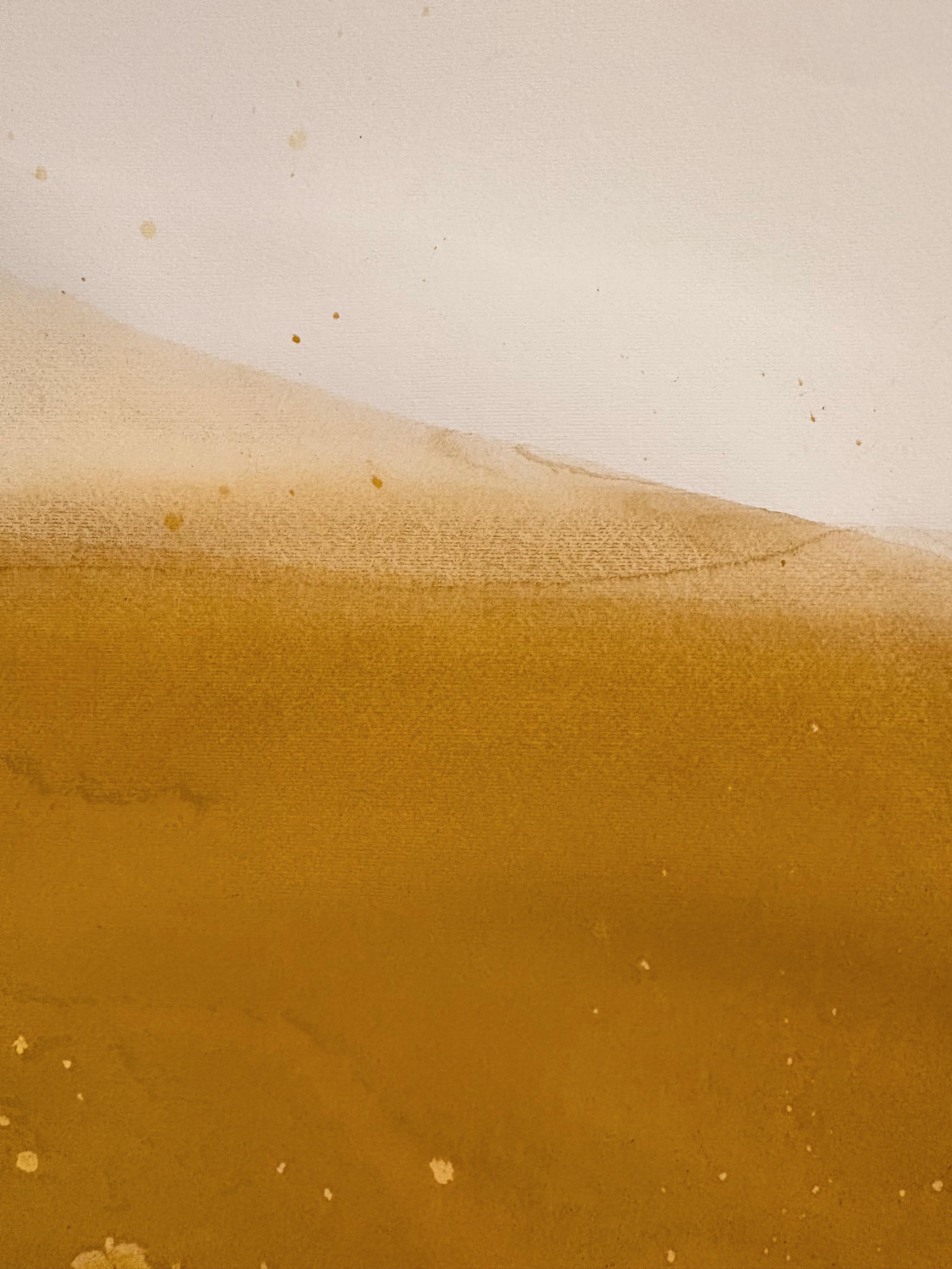 Paesaggio giallo, Disegno originale a pigmento su carta, unico nel suo genere Grandi dimensioni in vendita 3