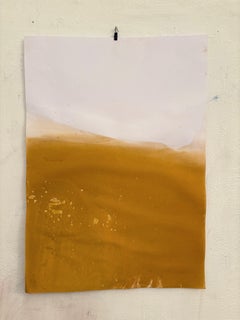Yellow Landscape, Original Drawing pigment on Paper , One of a kind Large size