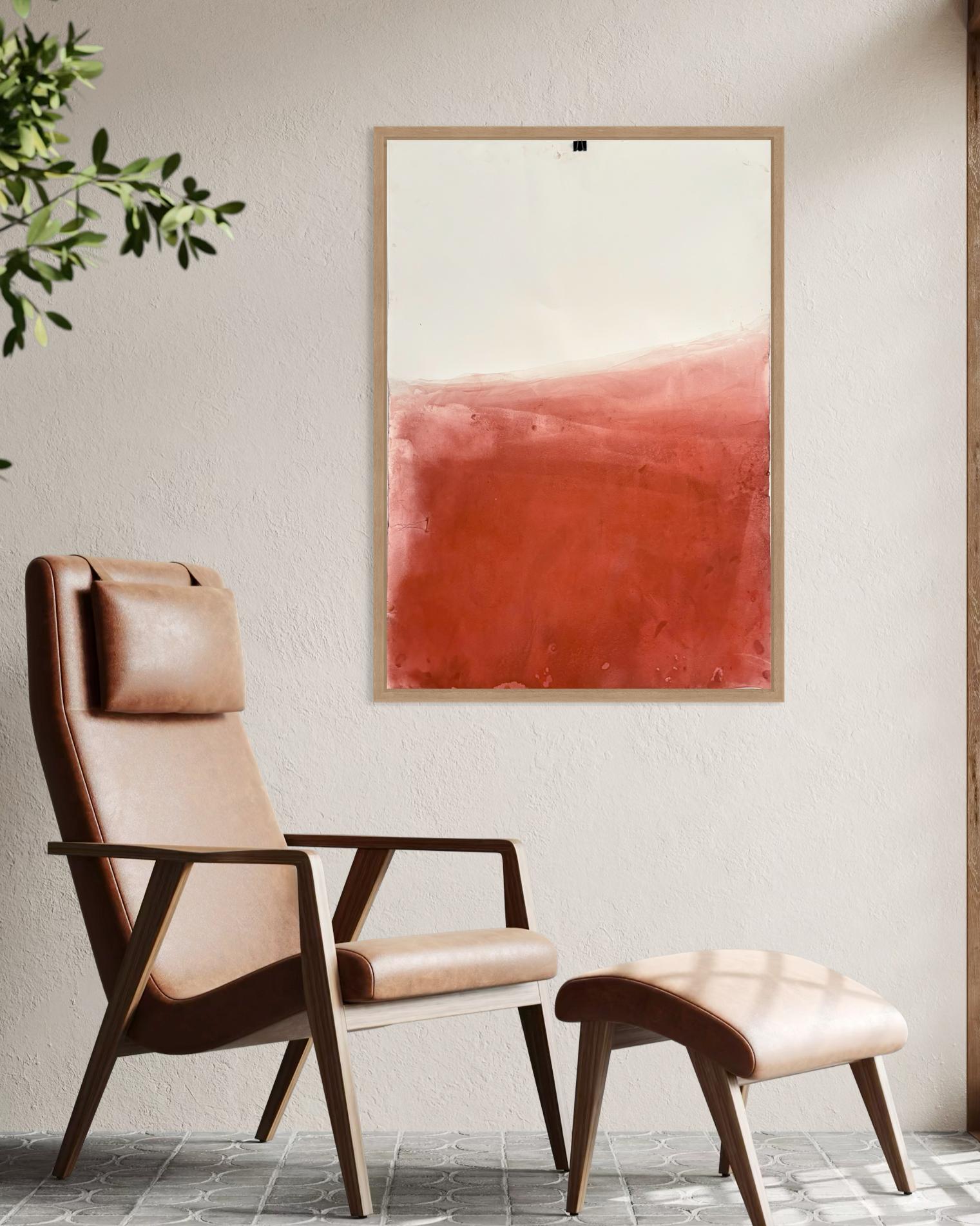 Rote Landschaft, Originalzeichnung  Auf Papier , Einzigartig, großformatig im Angebot 1
