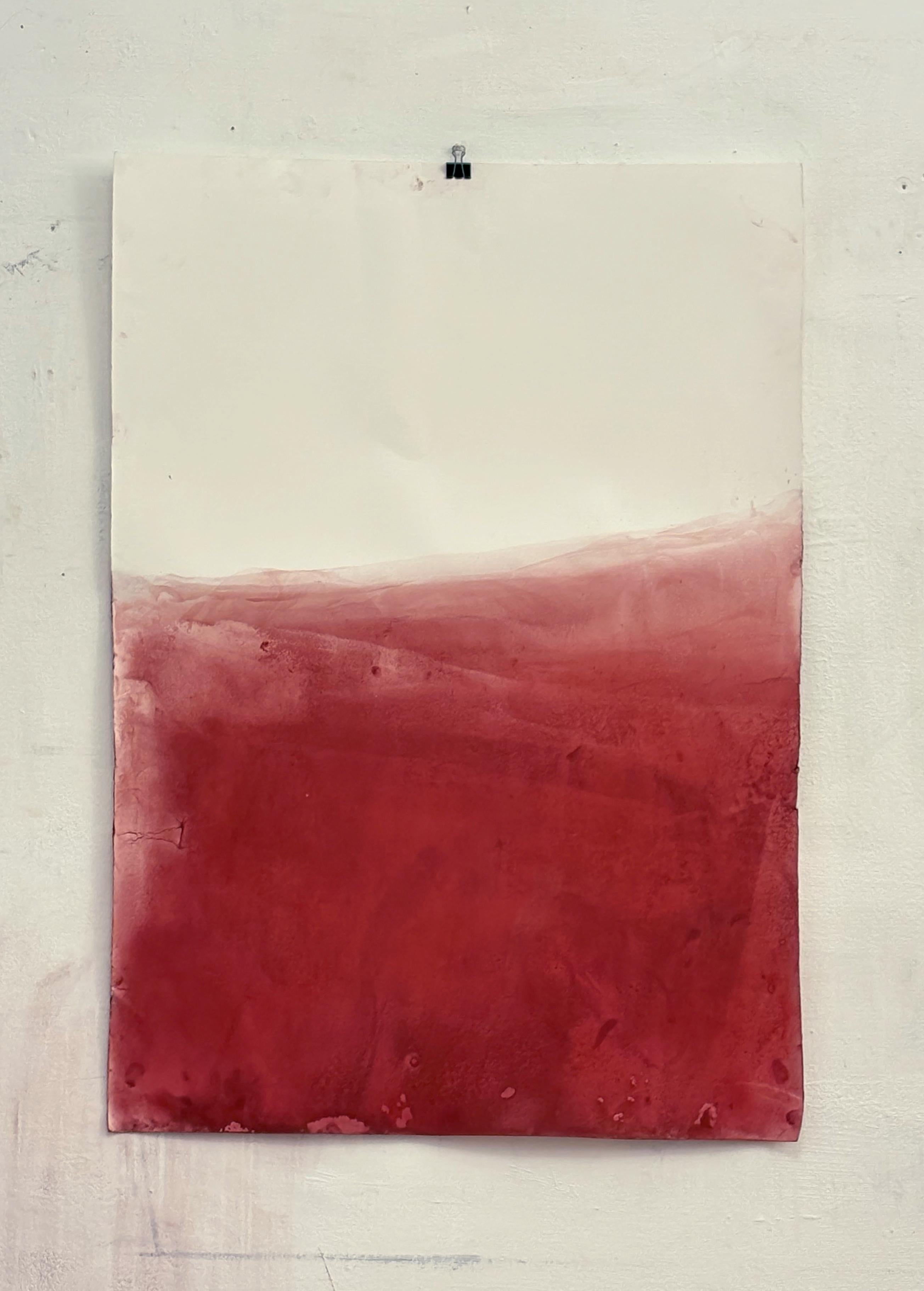 Rote Landschaft, Originalzeichnung  Auf Papier , Einzigartig, großformatig (Beige), Abstract Painting, von Marilina Marchica