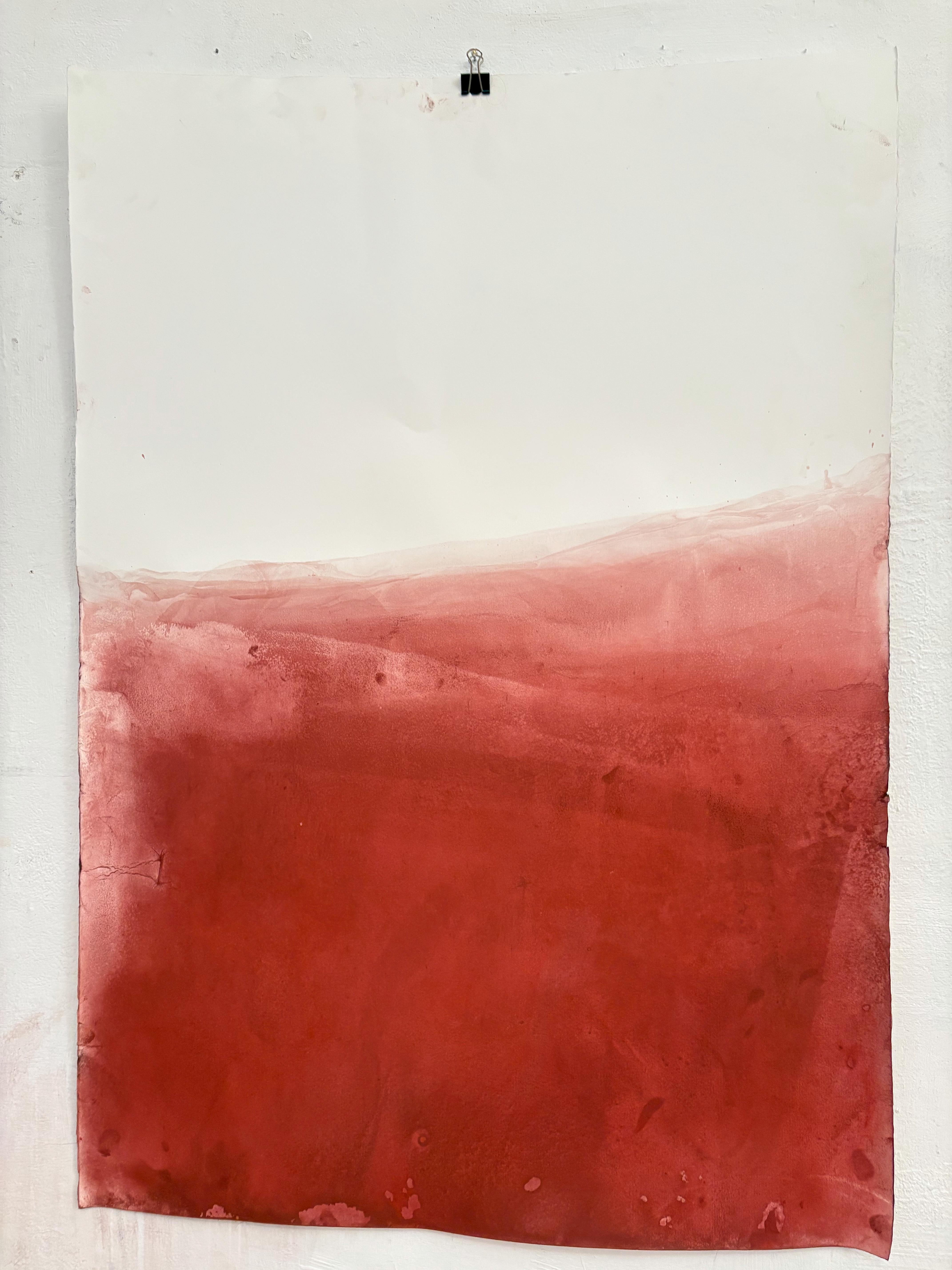 Rote Landschaft, Originalzeichnung  Auf Papier , Einzigartig, großformatig – Painting von Marilina Marchica