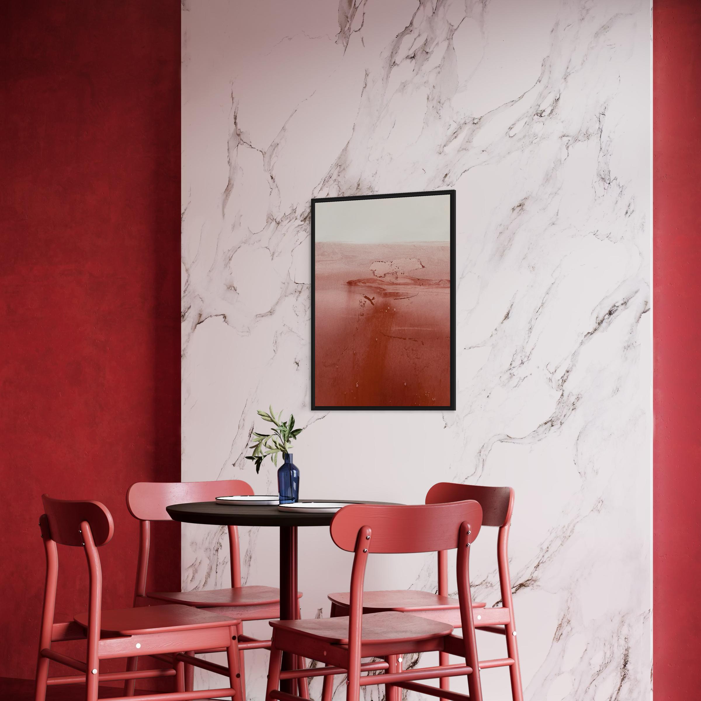 Paesaggio rosso, disegno originale  su carta , Unico nel suo genere Grande formato in vendita 1