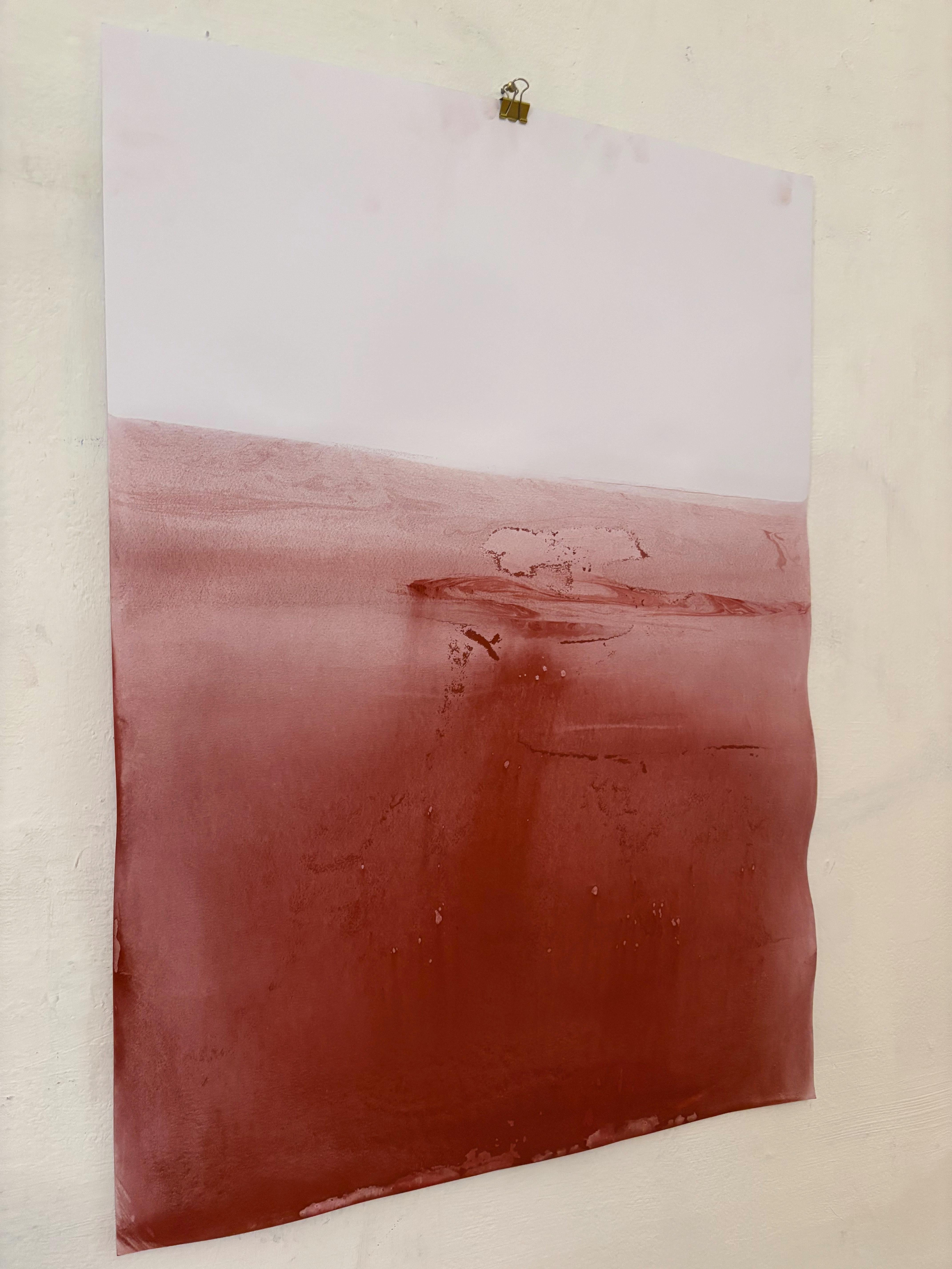 Paesaggio rosso, disegno originale  su carta , Unico nel suo genere Grande formato - Art Contemporaneo di Marilina Marchica
