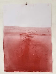 Red Landscape, Original Drawing  on Paper , One of a kind Large size