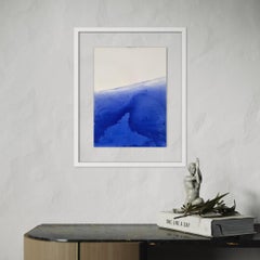 Paysage bleu, dessin original  sur papier , Unique en son genre