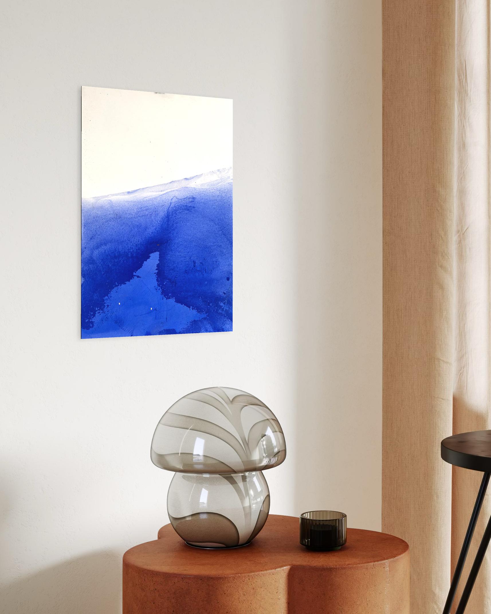 Paisaje azul, Dibujo original  en Papel , Único en venta 2
