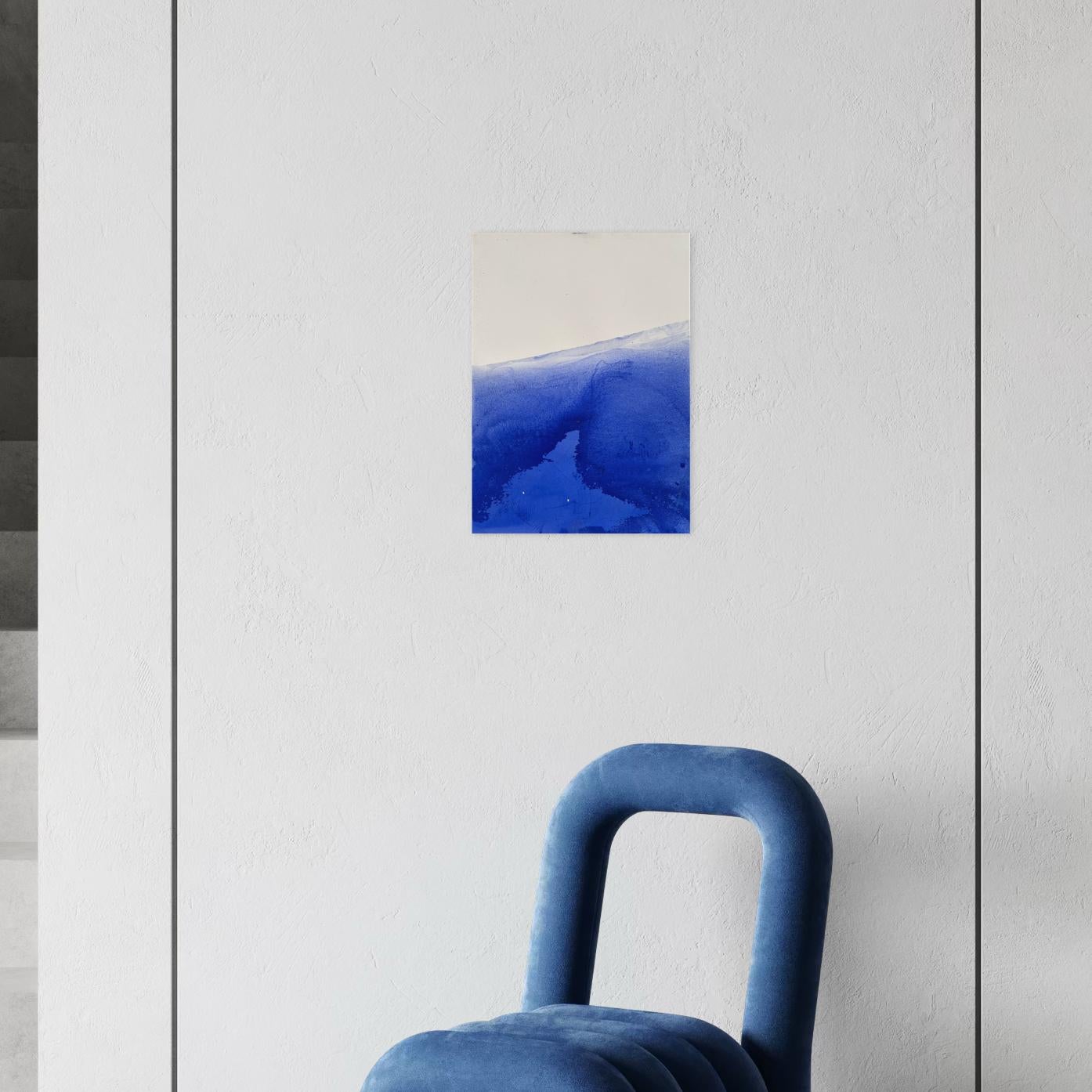 Paisaje azul, Dibujo original  en Papel , Único en venta 1