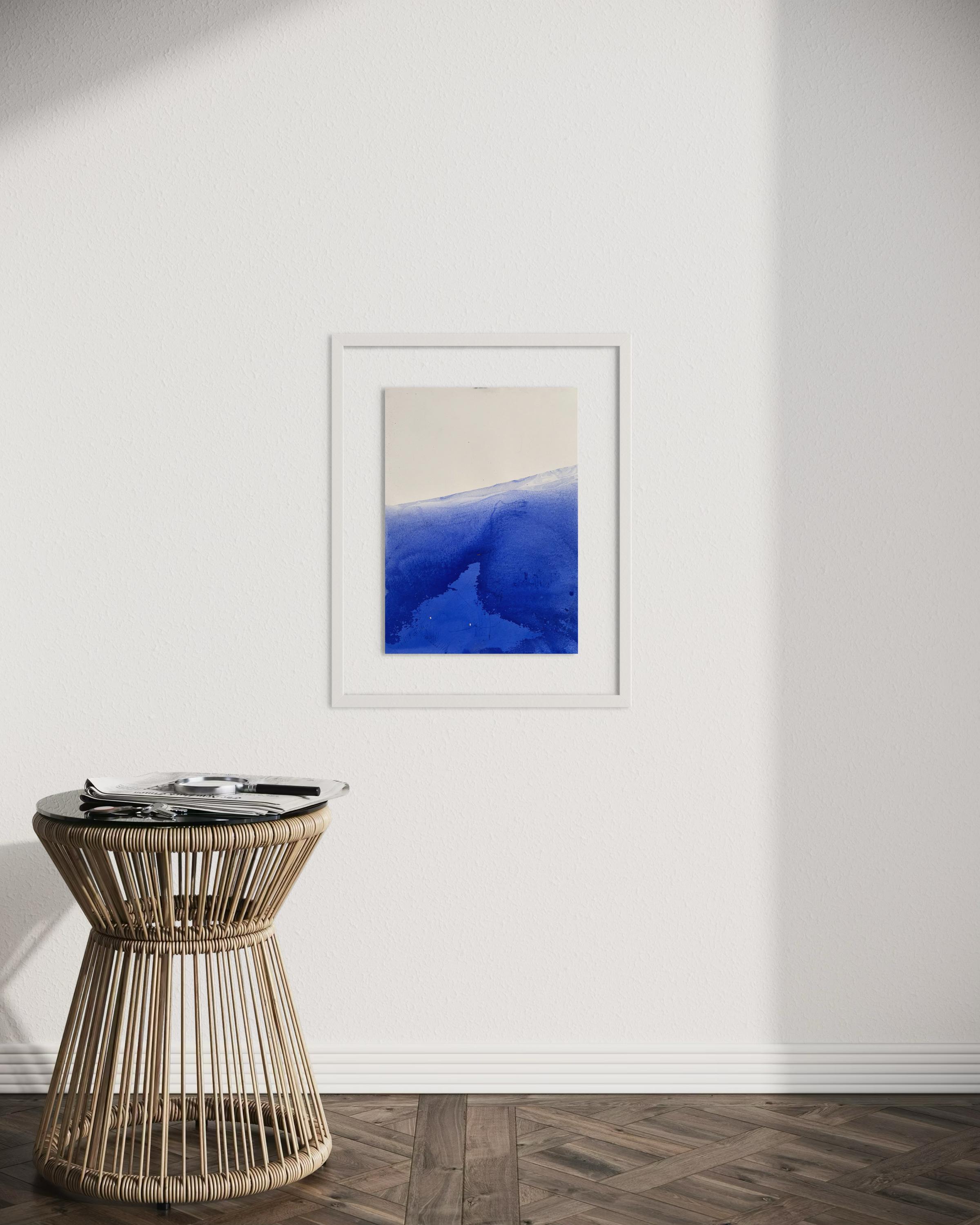 Paisaje azul, Dibujo original  en Papel , Único en venta 4