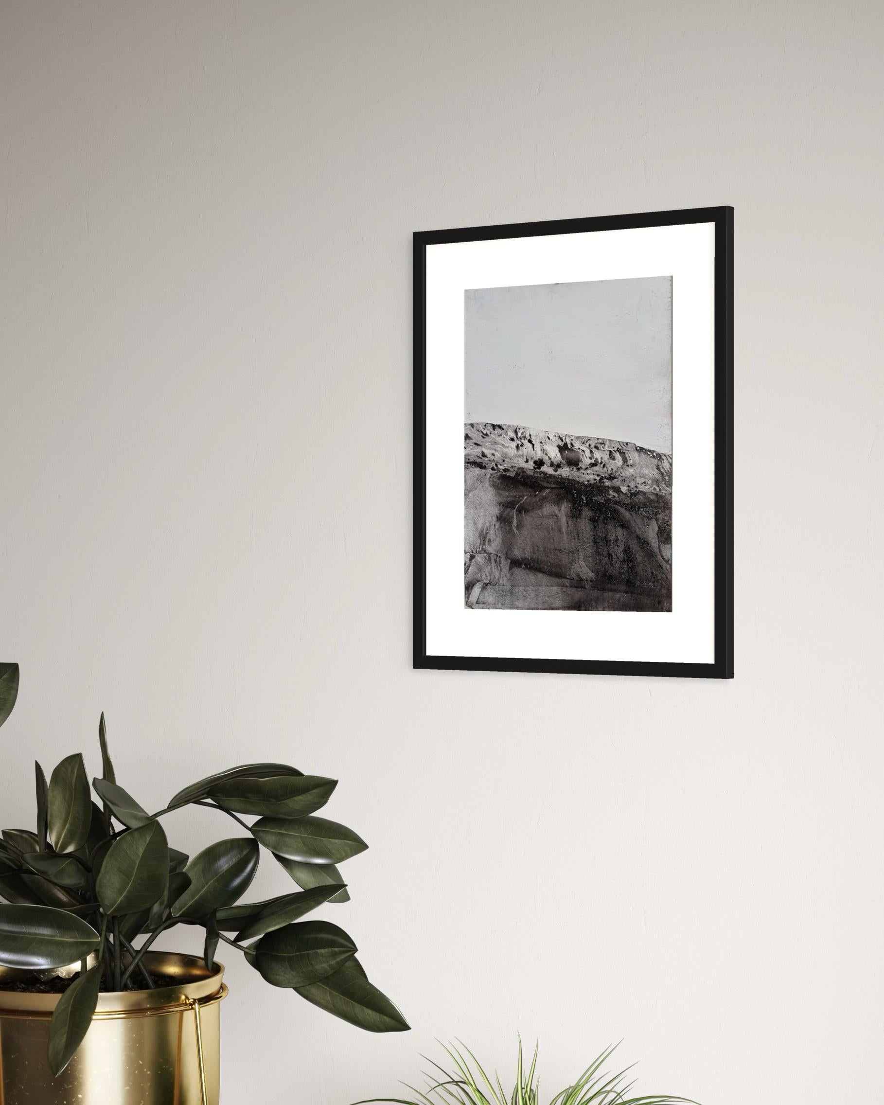 Paysage BW, dessin original  sur papier, unique en son genre, art abstrait sur papier en vente 5
