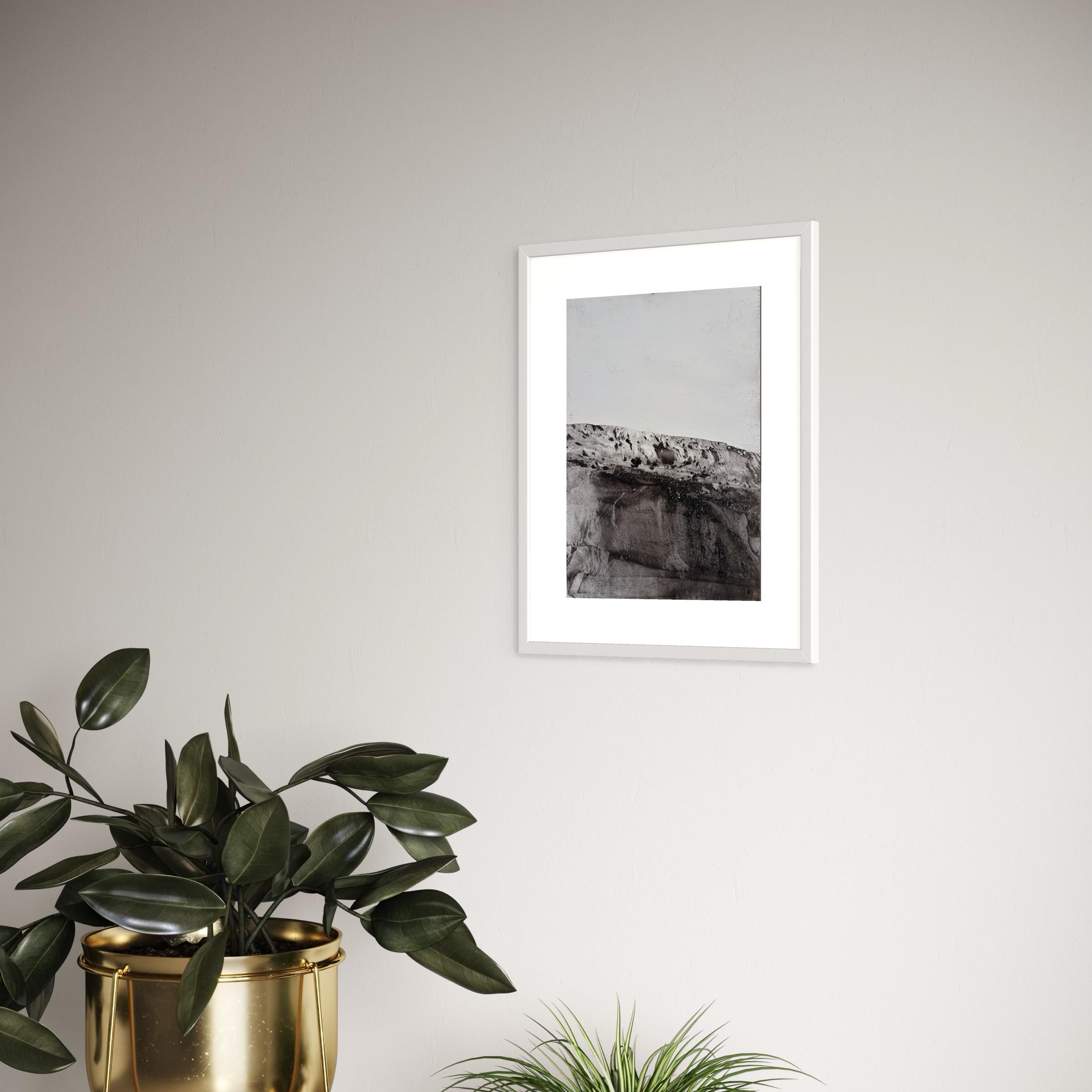 Paysage BW, dessin original  sur papier, unique en son genre, art abstrait sur papier en vente 6