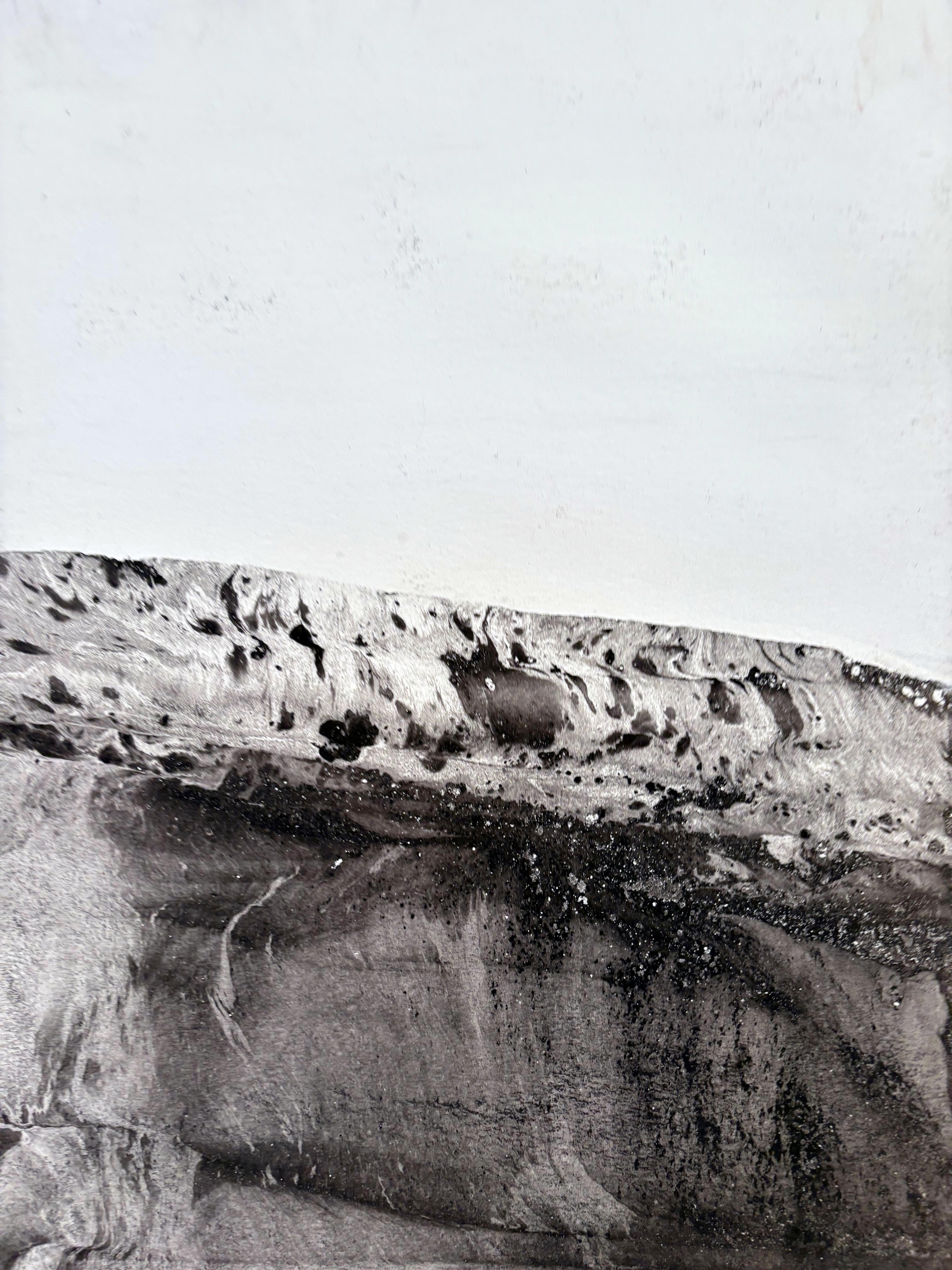 Paysage BW, dessin original  sur papier, unique en son genre, art abstrait sur papier - Art de Marilina Marchica