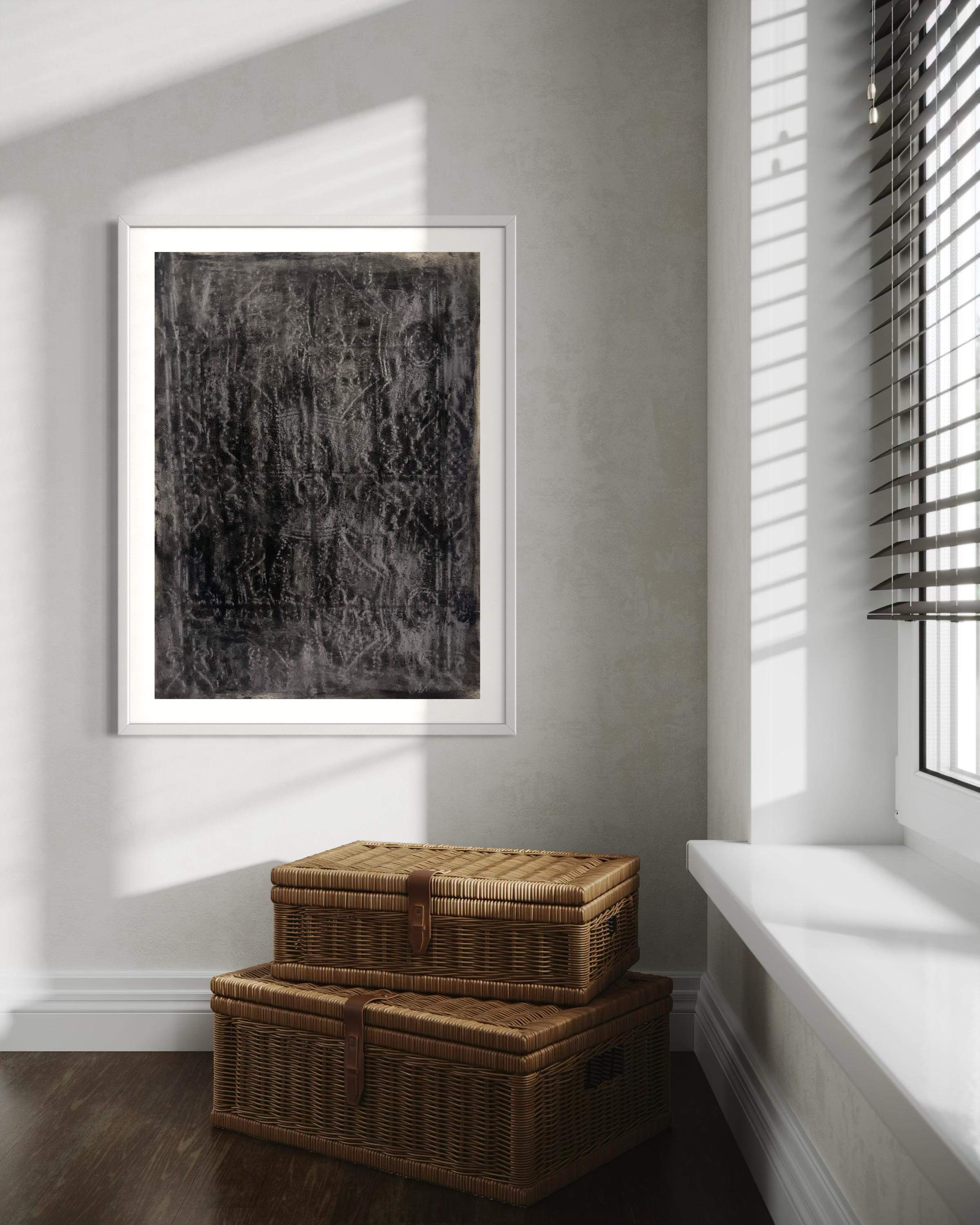 Frammenti - Dessin original de paysage abstrait sur papier Fabriano, fabriqué en Italie en vente 3