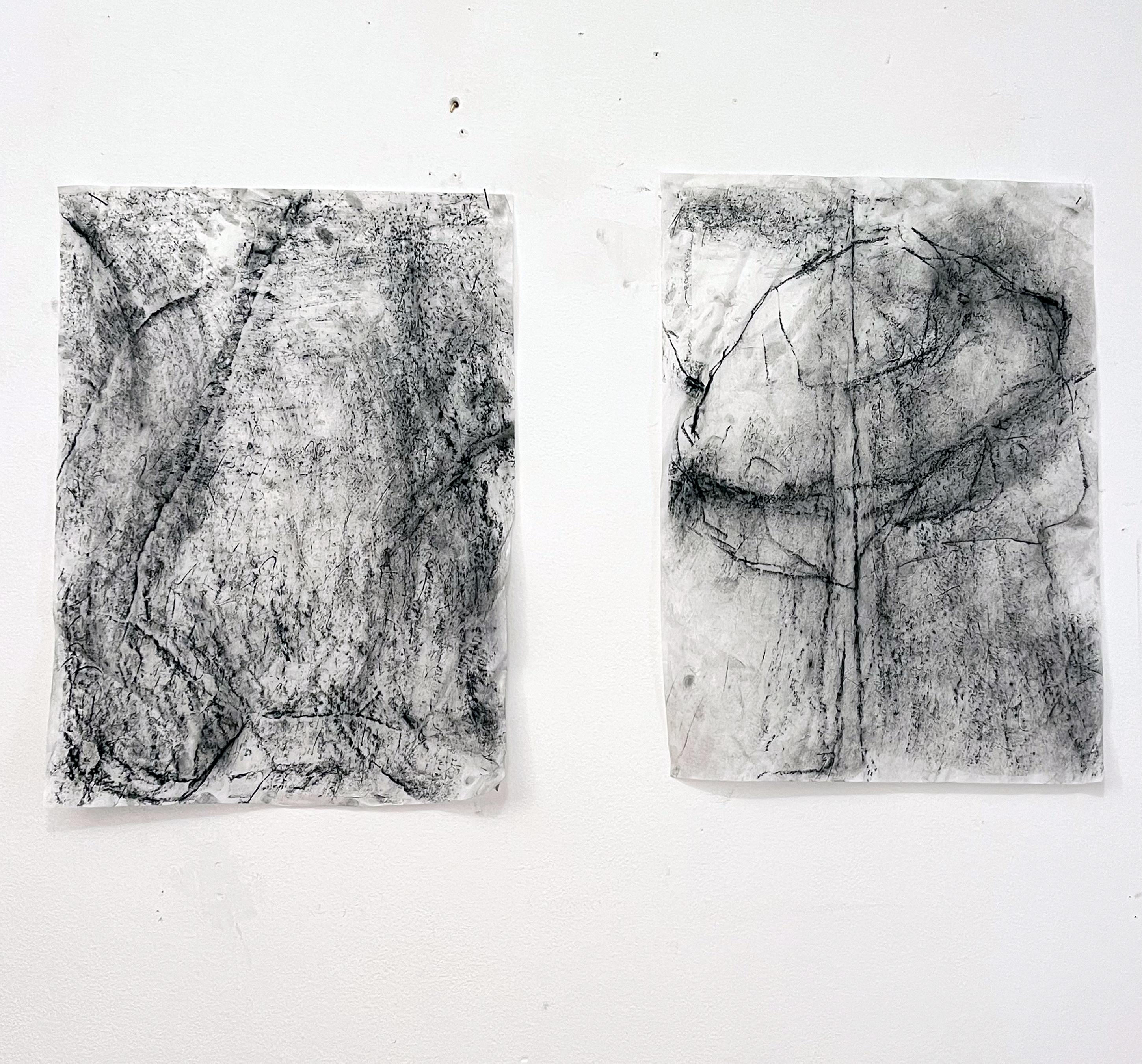 Fragments is a striking triptych by Italian artist Marilina Marchica. Each original, non-reproducible drawing is made on delicate vegetal (vellum) paper and individually framed in custom white wooden frames. The artist uses dense, layered markings