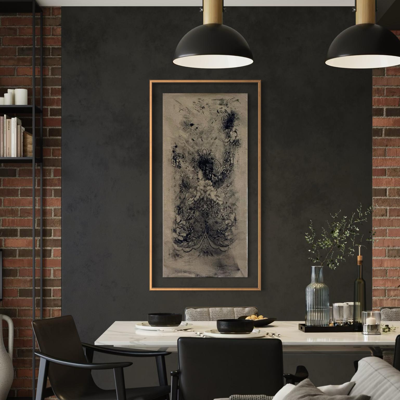 Frammento - Original Abstrakte Wandkunst, Kohle & reines Pigment auf Leinwand, groß im Angebot 7