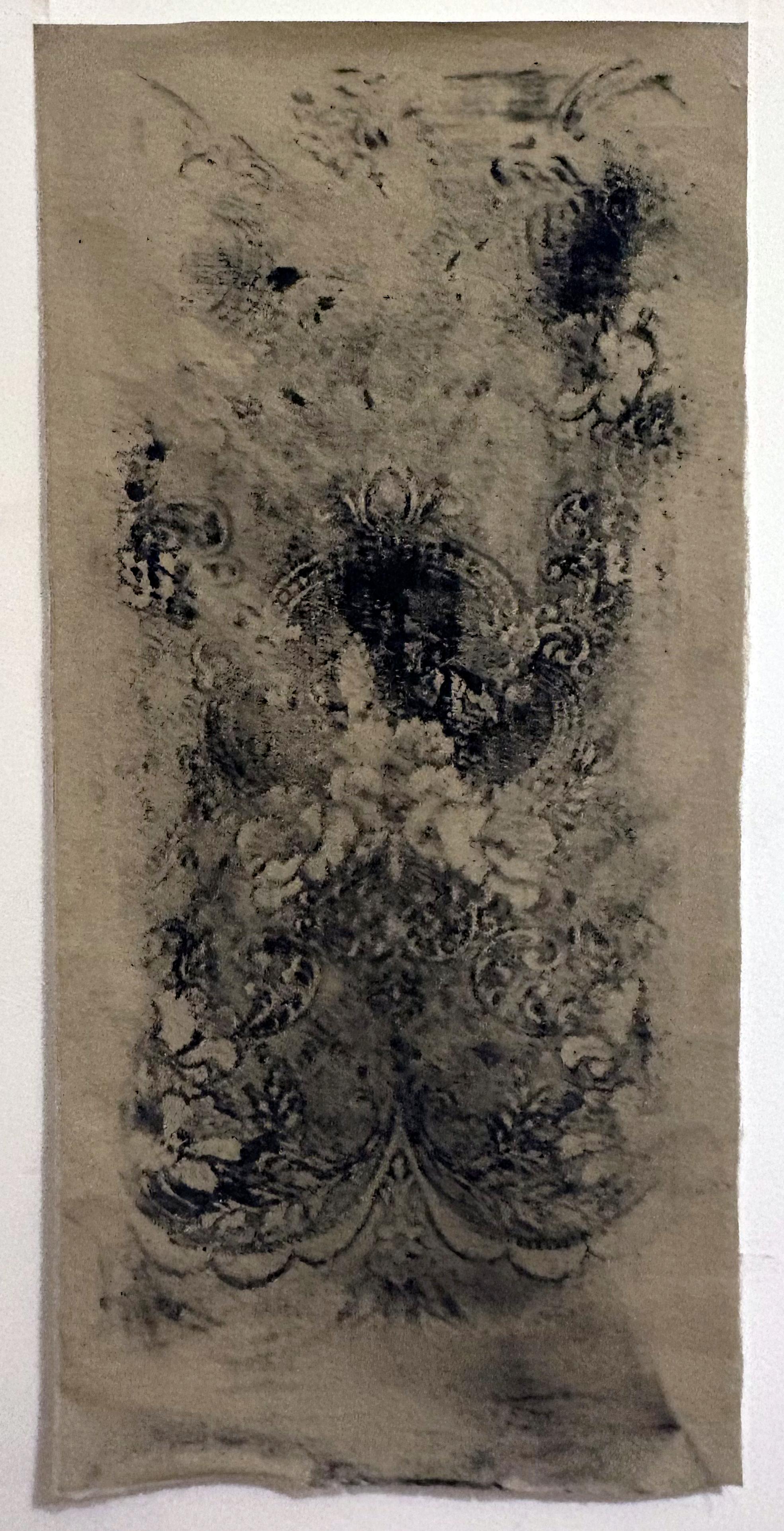 Frammento - Original Abstrakte Wandkunst, Kohle & reines Pigment auf Leinwand, groß im Angebot 1