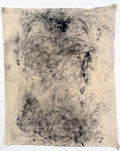 Frammento astratto di arredamento vintage - Disegno a carboncino su tela di cotone