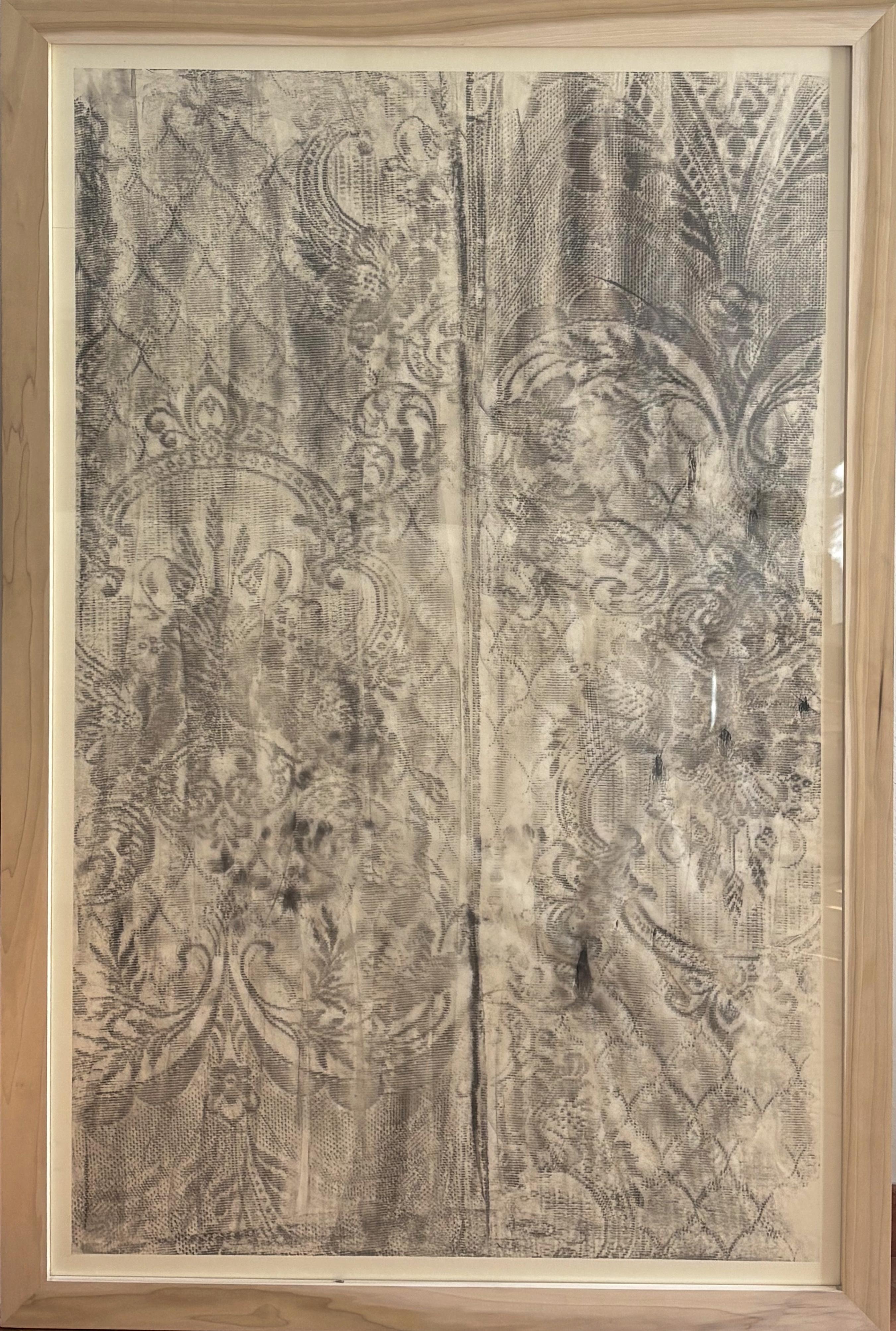 Marilina Marchica Abstract Painting - Frammento CN – Charcoal Drawing on Drafting Paper, 2025, Solid Wood Frame