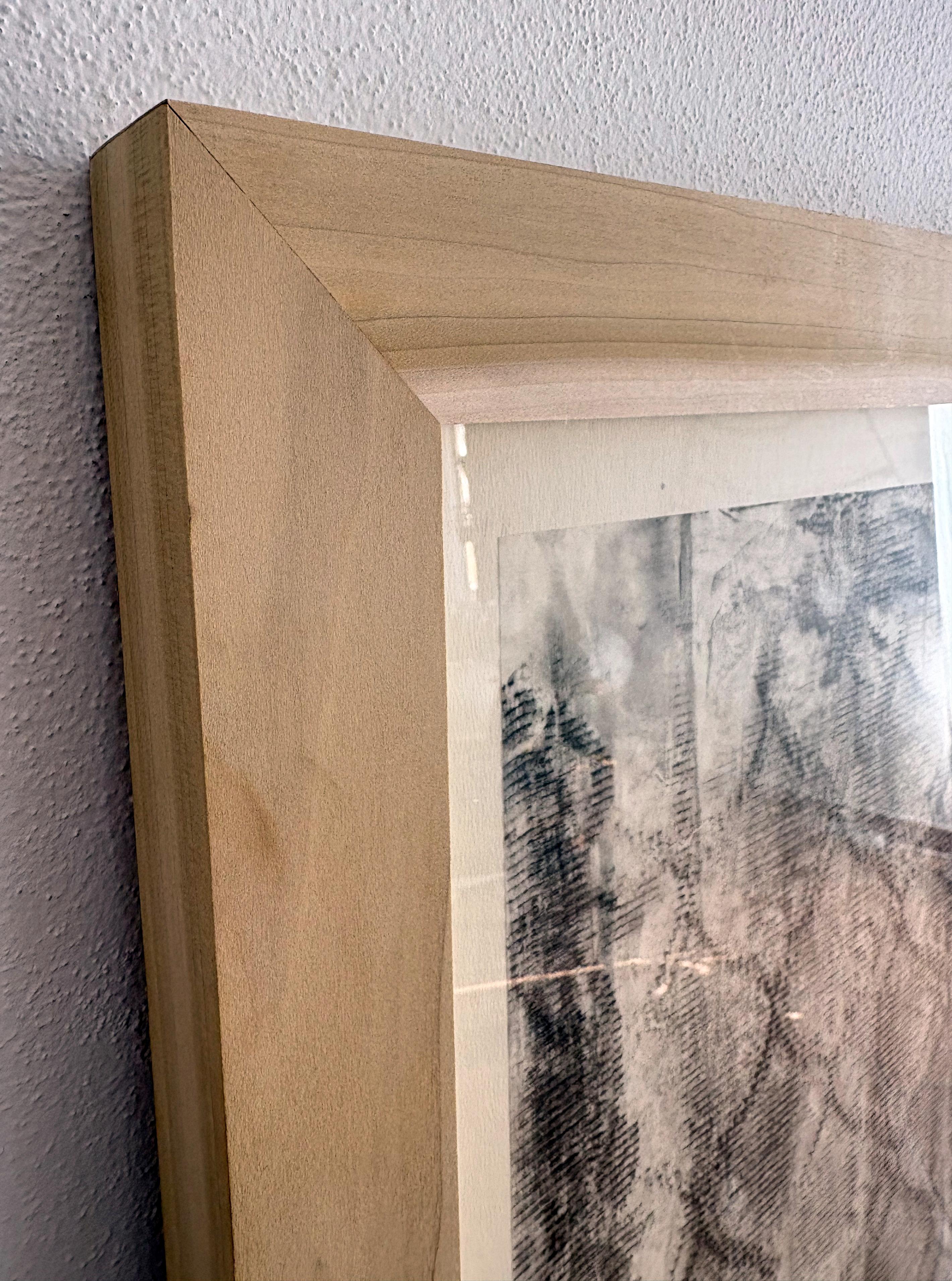 Frammento CN – Charcoal Drawing on Drafting Paper, 2025, Solid Wood Frame - Brown Abstract Painting by Marilina Marchica