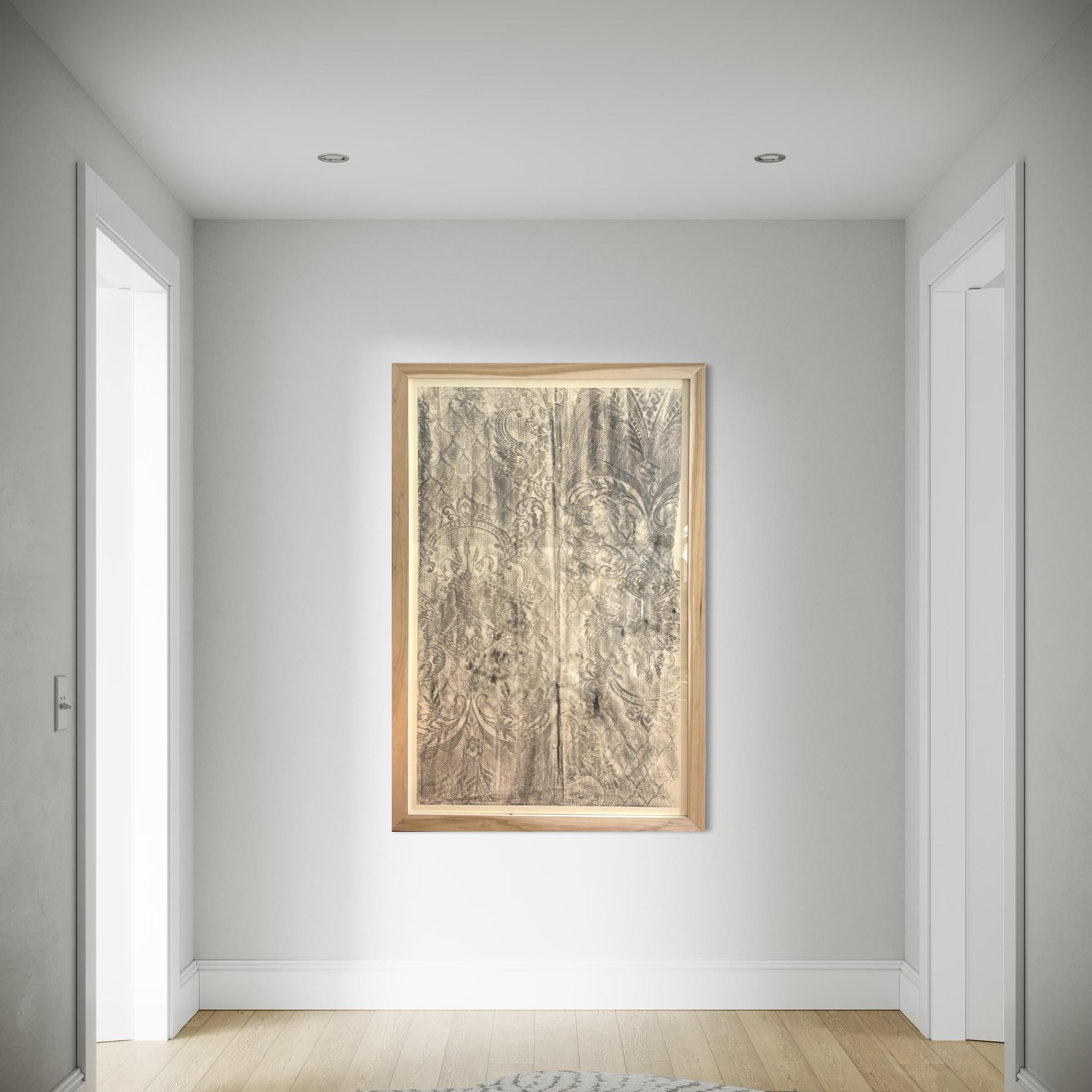 Frammento CN – Charcoal Drawing on Drafting Paper, 2025, Solid Wood Frame For Sale 1